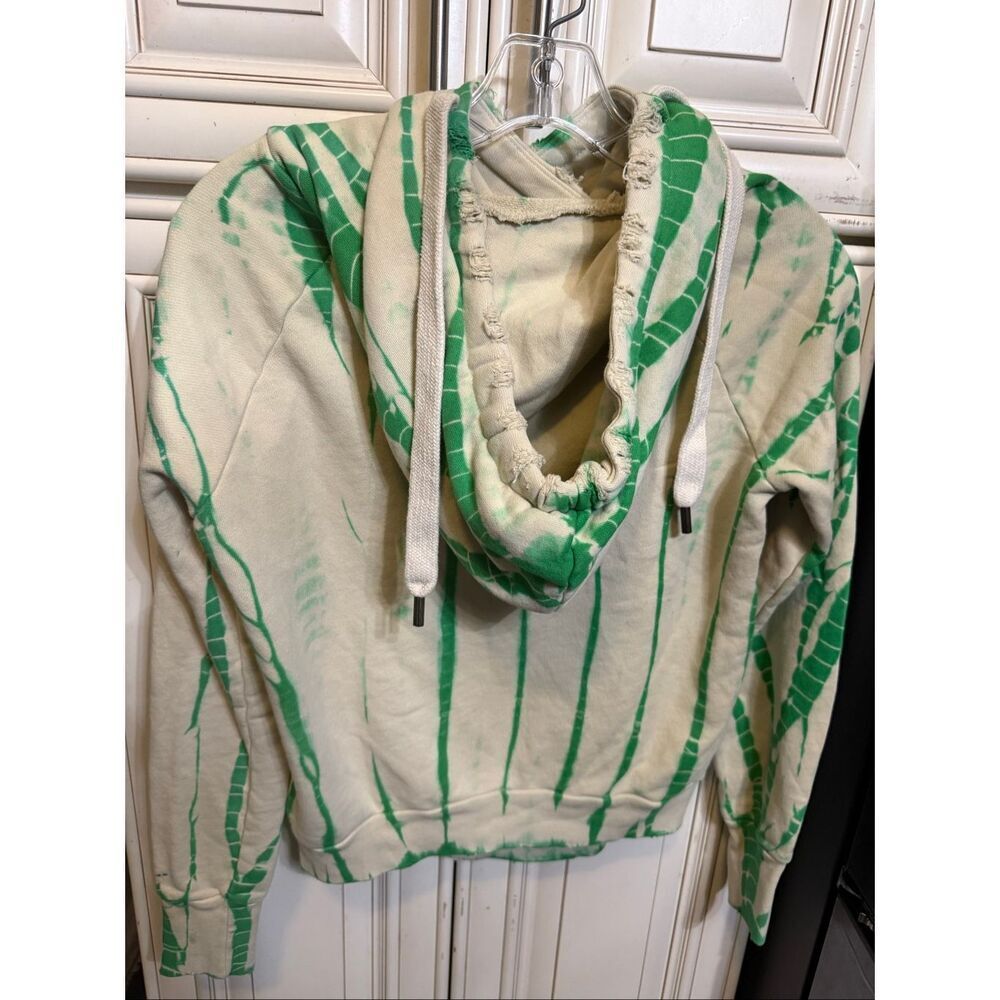 NSF Women's Space Dye Long-Sleeve Pullover Cropped Hoodie Tan Green Petite Size